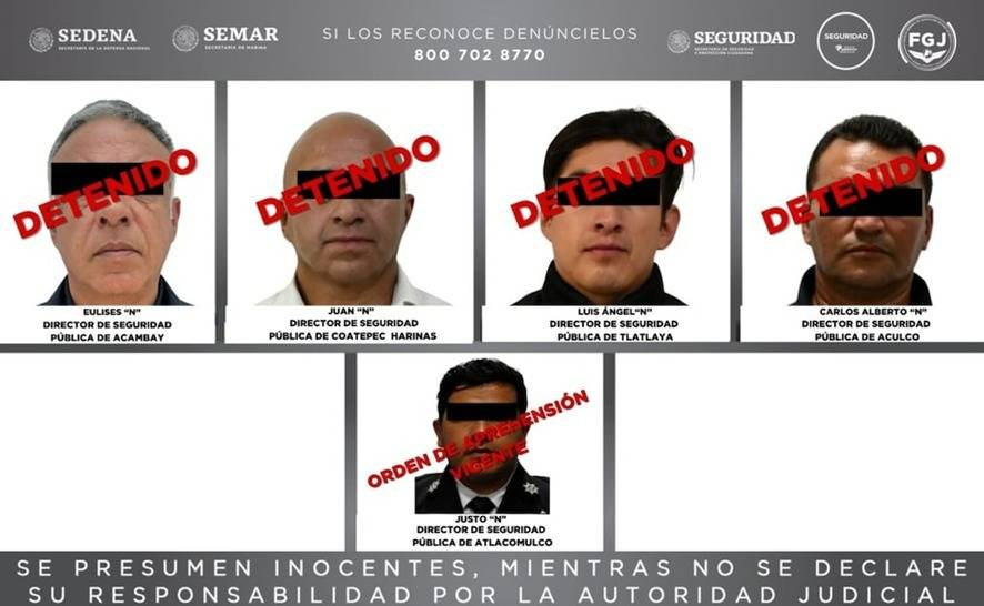 Detenidos varios directores de seguridad pública en Edomex por presunta colusión con el crimen organizado