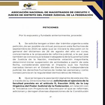 Jueces y magistrados de Circuito piden a Diputados no sesionar hoy; respetar divisi&oacute;n de poderes; y esperar que la SCJN se pronuncie y defienda autonom&iacute;a del PJF
