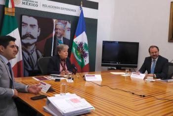 Alicia B&aacute;rcena sostiene reuni&oacute;n virtual con el primer ministro de Hait&iacute;