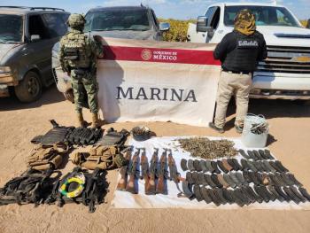 Detienen a cuatro presuntos criminales y aseguran arsenal y veh&iacute;culos en Sonora