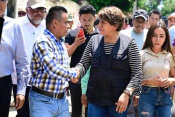 Tras recorrido en Tejupilco, Delfina G&oacute;mez anuncia reubicaci&oacute;n de viviendas da&ntilde;adas por desbordamiento de rio Rinc&oacute;n de L&oacute;pez