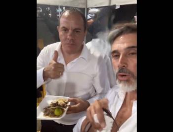 Cuauht&eacute;moc Blanco lleva tacos a diputados durante discusi&oacute;n de la reforma al Poder Judicial
