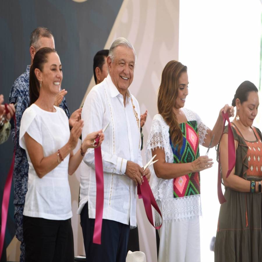 Zona arqueológica de Ichkabal Bacalar es inaugurada por AMLO y Sheinbaum