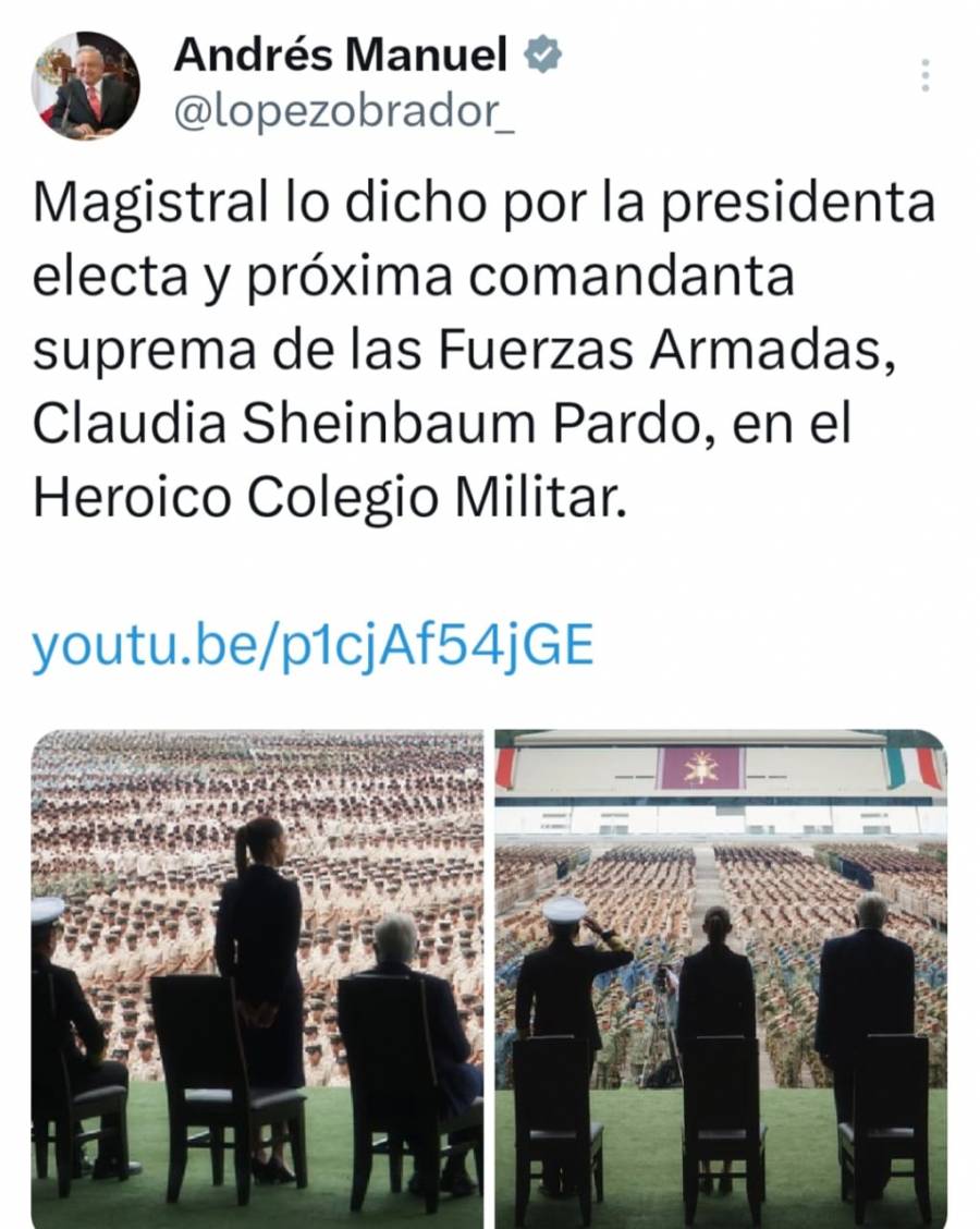 De magistral califica AMLO discurso de Sheinbaum ante Fuerzas Armadas