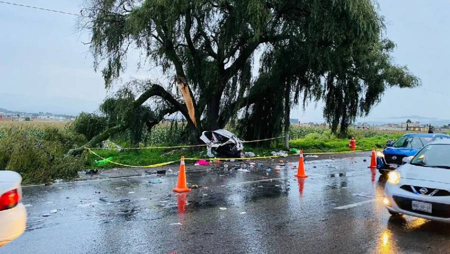 Fatal accidente en la carretera Toluca-Tenango deja dos muertos tras choque contra un &aacute;rbol