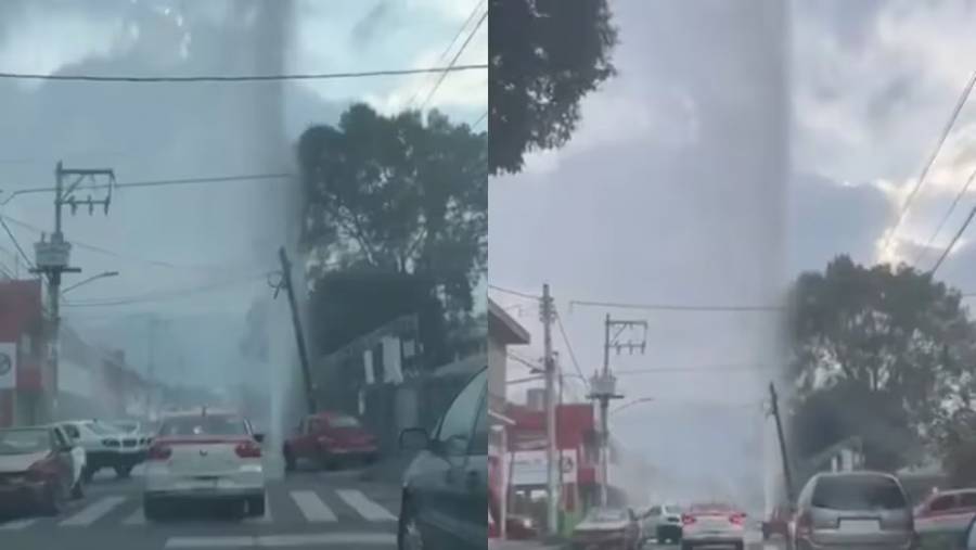 Fuga de agua de gran magnitud afecta vialidades en la alcaldía Tlalpan