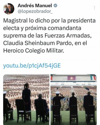 De magistral califica AMLO discurso de Sheinbaum ante Fuerzas Armadas