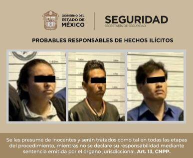 Tras cateos, detienen a tres probables miembros de un grupo delincuencial