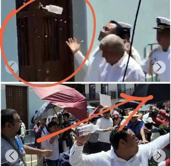 Desmiente gobernador de Veracruz que un morenista haya lanzado una botella en contra de AMLO