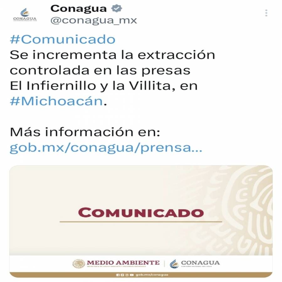 Se incrementa la extracción en presas en Michoacán; recomiendan evacuar poblaciones de esa entidad y de Guerrero