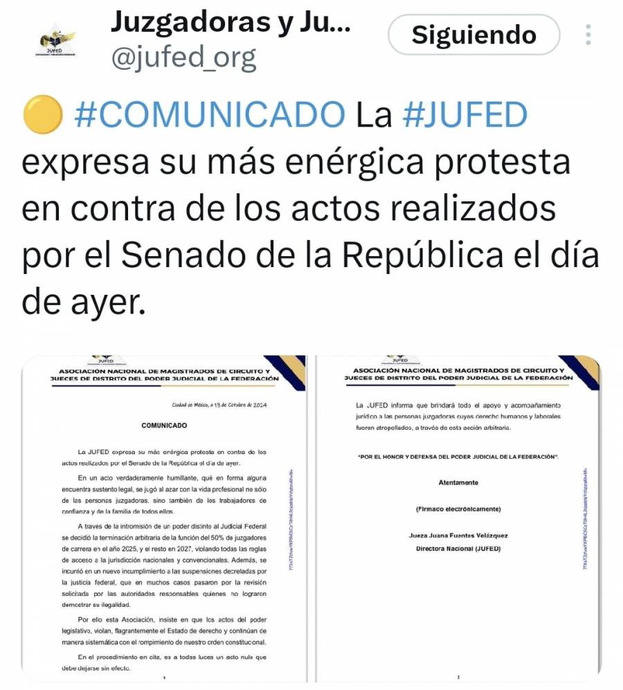 Acto humillante destitución de jueces por tómbola, JUFED