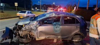 Accidente en la Autopista Medell&iacute;n-Bogot&aacute; deja dos personas lesionadas