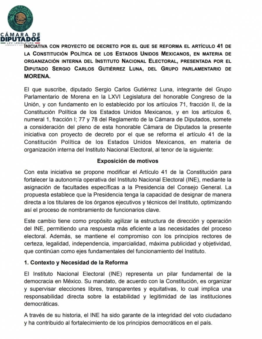 Morena busca que Presidencia de INE designe directivos
