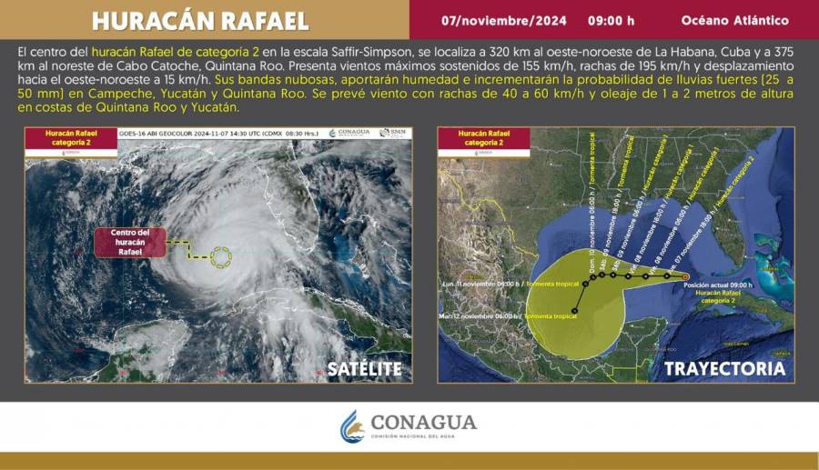 Huracán Rafael: Protección Civil emite alerta para Península de Yucatán y Veracruz
