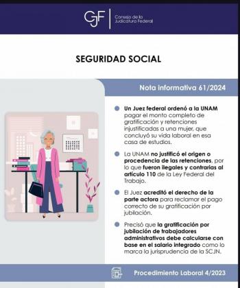 Tribunal Federal ordena a UNAM pagar jubilaci&oacute;n completa a empleada