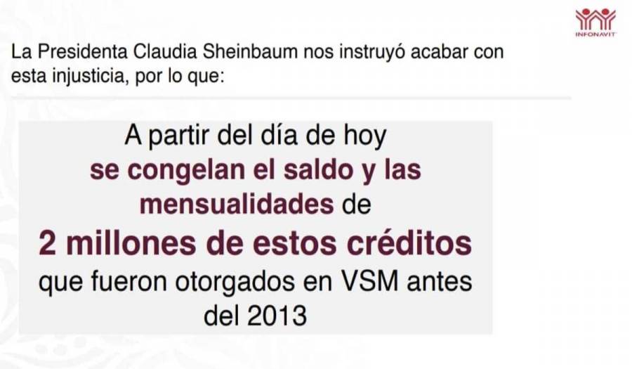 Congelados saldos de dos millones de cr&eacute;ditos y mensualidades de cr&eacute;ditos de Infonavit