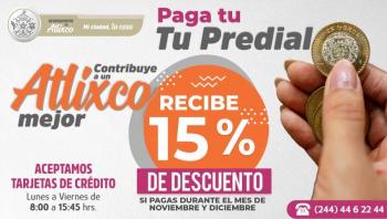 Atlixco ofrece descuentos en pago de Predial