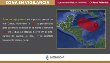CNPC implementa Misi&oacute;n Eco en Quintana Roo debido a la presencia de una baja presi&oacute;n con potencial cicl&oacute;nico