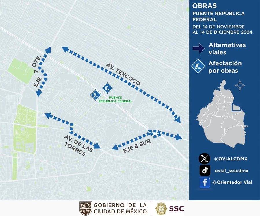 Cerrarán Puente República Federal para mantenimiento estructural