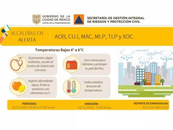 Activan alerta amarilla en CDMX por bajas temperaturas del 15 de noviembre