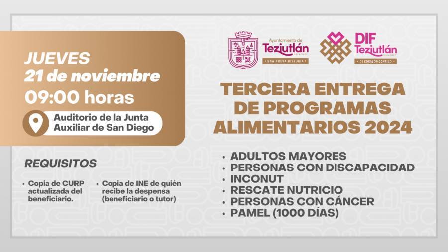 Ayuntamiento de Teziutlán hace la tercera entrega de programas alimentarios