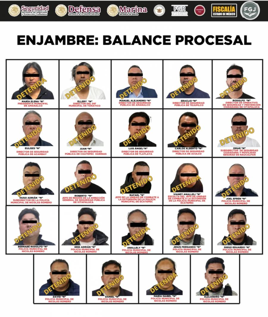 Operación Enjambre suma 24 detenidos en municipios del Edomex; investigan a más funcionarios