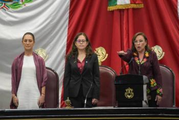 Claudia Sheinbaum acompa&ntilde;a a Roc&iacute;o Nahle en su hist&oacute;rica toma de protesta como gobernadora de Veracruz