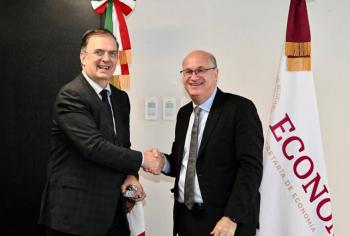 Marcelo Ebrard se re&uacute;ne con Ilan Goldfajn, presidente del BID, para fortalecer acciones a favor de empresas nacionales