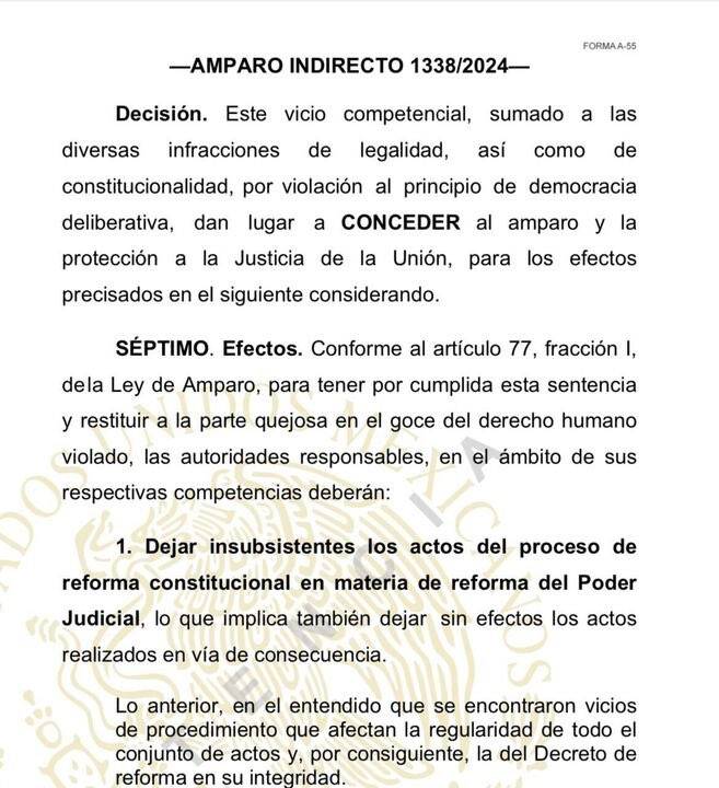 Jueza declara nula la reforma judicial por vicios en el proceso legislativo