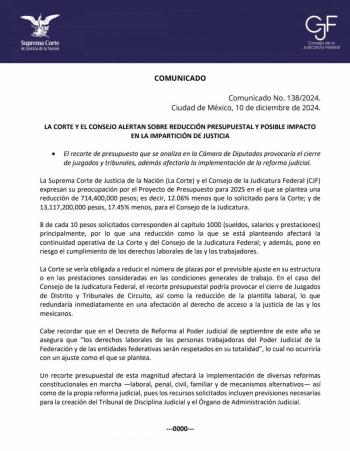 Recortes presupuestales llevar&iacute;an al cierre de juzgados y tribunales, alerta Poder Judicial