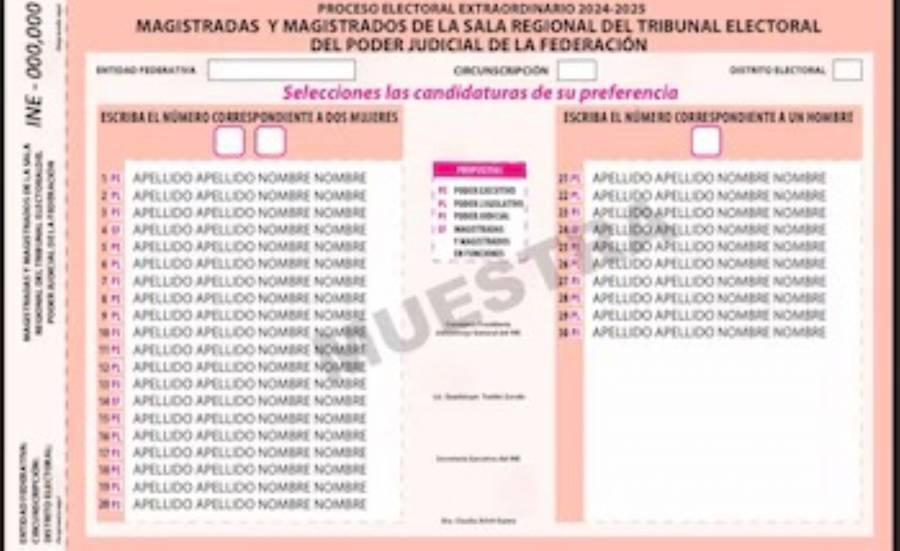 INE define diseños de boletas para elecciones del Poder Judicial 2024-2025