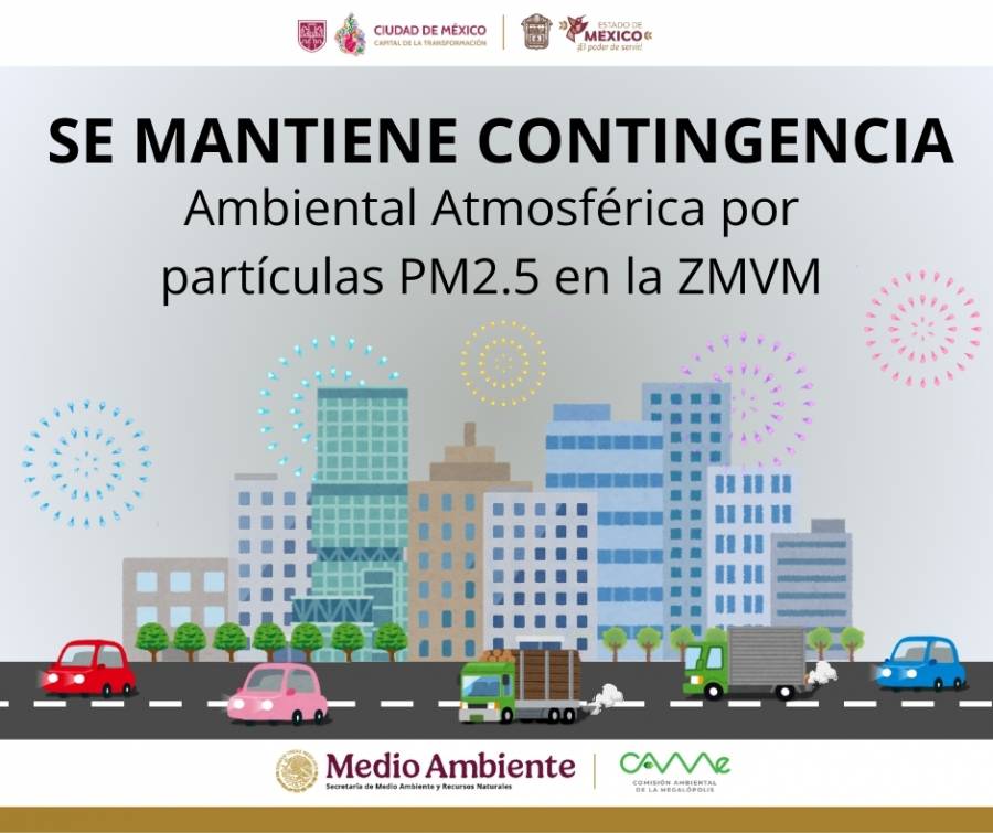 Se mantiene la contingencia ambiental atmosférica por partículas PM2.5 en la Zona Metropolitana del Valle de México
