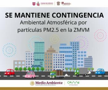 Se mantiene la contingencia ambiental atmosf&eacute;rica por part&iacute;culas PM2.5 en la Zona Metropolitana del Valle de M&eacute;xico