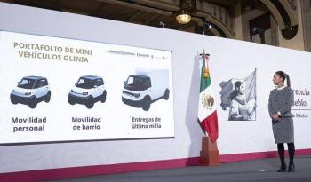 Sheinbaum present&oacute; Olinia, primera armadora para veh&iacute;culos el&Eacute;ctricos de bajo precio, uno de sus cien compromisos