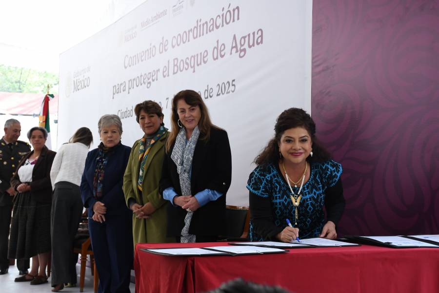 Clara Brugada firma convenio para proteger el Bosque de Agua junto con SEMARNAT y gobiernos locales