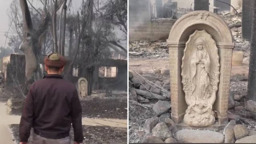 Estatua de la Virgen de Guadalupe sobrevive intacta a incendios en Los Ángeles
