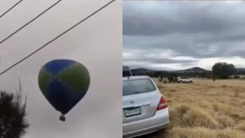 Desplome de globo aerost&aacute;tico en Edomex deja dos turistas lesionados