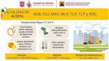 Alerta amarilla por frío en 7 alcaldías de la CDMX: recomendaciones para este lunes 13 de enero