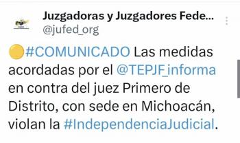 JUFED denuncia violaci&oacute;n a la independencia judicial por parte del TEPJF