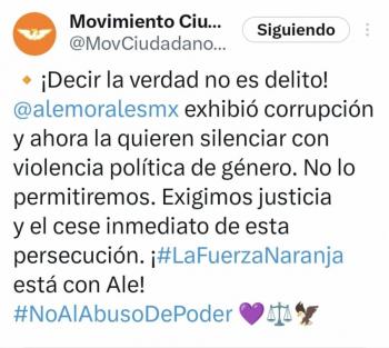 MC denuncia persecución política contra Alejandra Morales y anuncia acciones legislativas