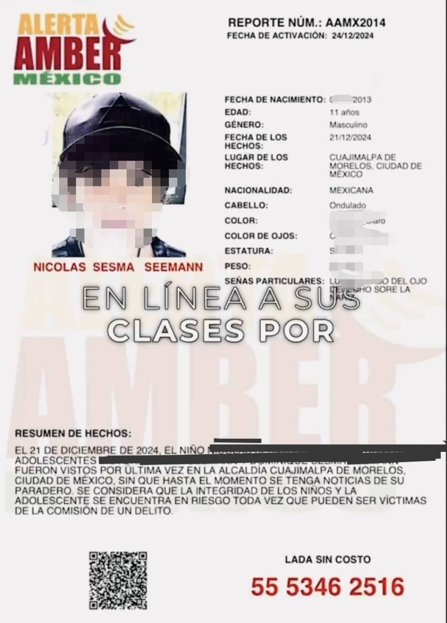 Guillermo Sesma denuncia que uno de sus hijos con Alerta Amber en la CDMX, se autolesiona