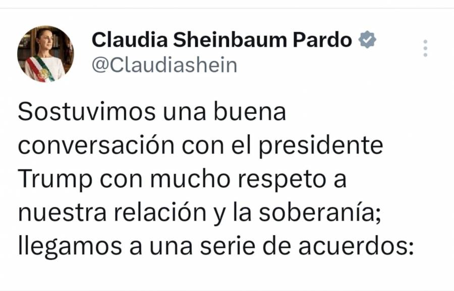 En pausa entrada de aranceles tras llamada de Trump y Sheinbaum