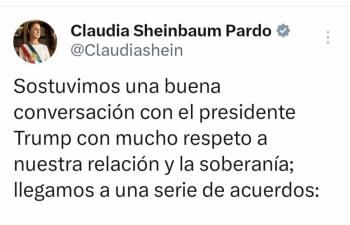 En pausa entrada de aranceles tras llamada de Trump y Sheinbaum