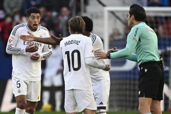 Real Madrid se deja dos puntos en Pamplona; Bellingham termin&oacute; expulsado