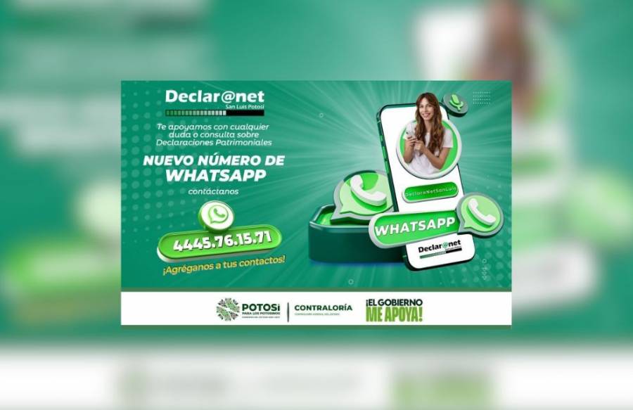 Gobierno Estatal habilita nuevo WhatsApp para declaraciones patrimoniales