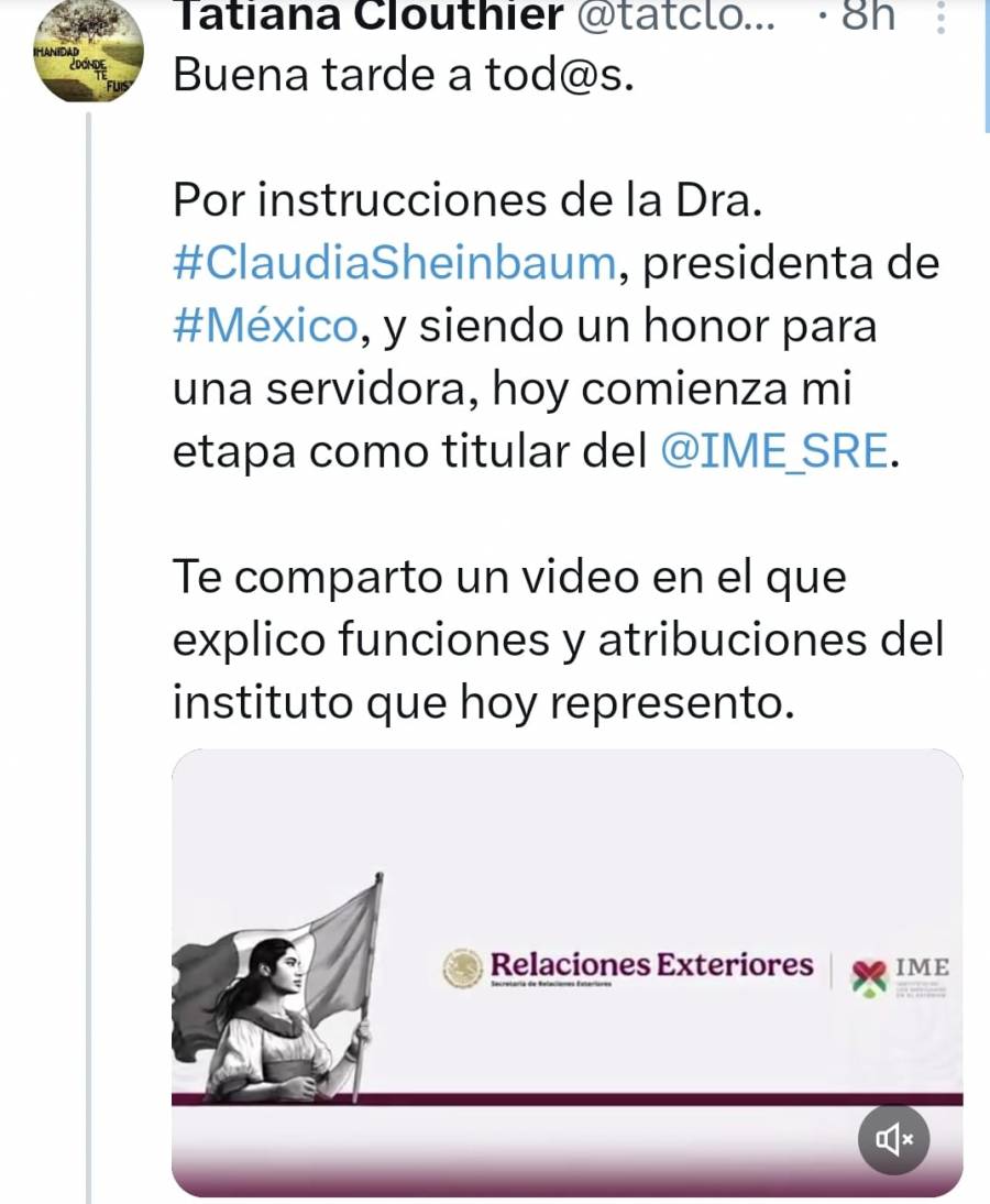 Tatiana Clouthier asume la direcci&oacute;n del Instituto de Mexicanos en el Exterior, por instrucciones de Sheinbaum