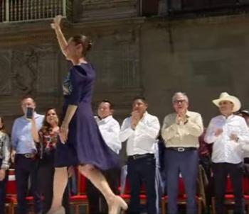 Acompa&ntilde;an gobernadores, entre ellos Ricardo Gallardo, a Sheinbaum en su plaza p&uacute;blica