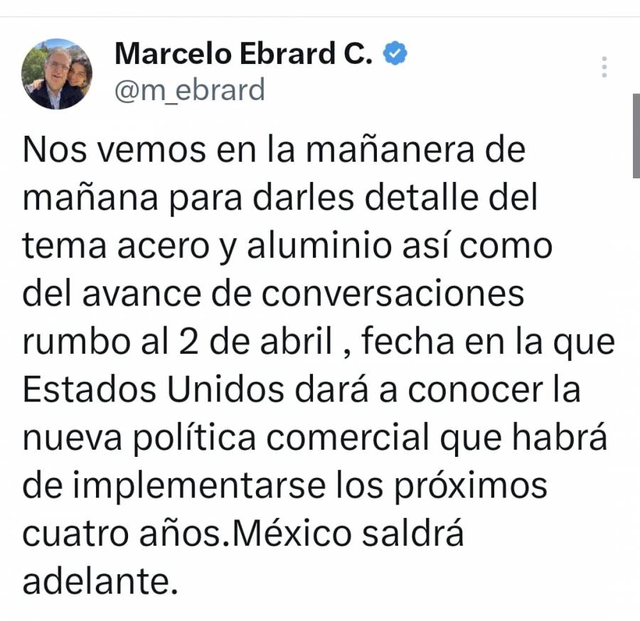 Ebrard informará sobre aranceles en mañanera