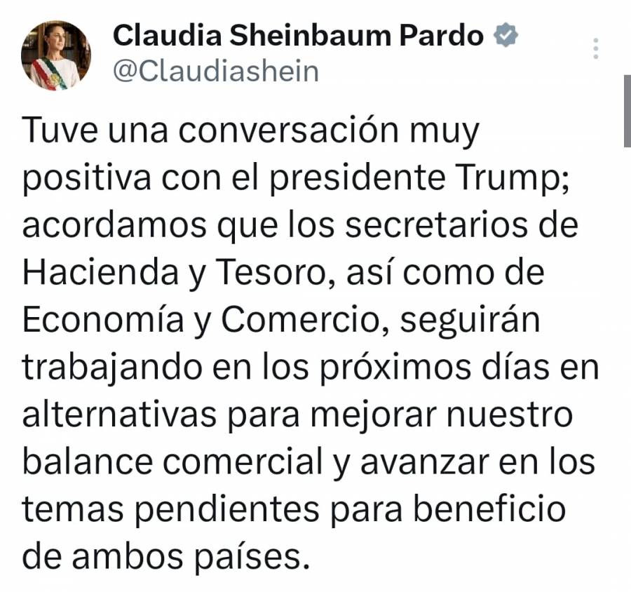 Sheinbaum y Trump reanudan diálogo comercial; acuerdan seguir negociaciones 