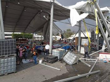 Colapsa estructura en Feria del Libro de Nezahualcóyotl; cinco heridos y suspensión del evento